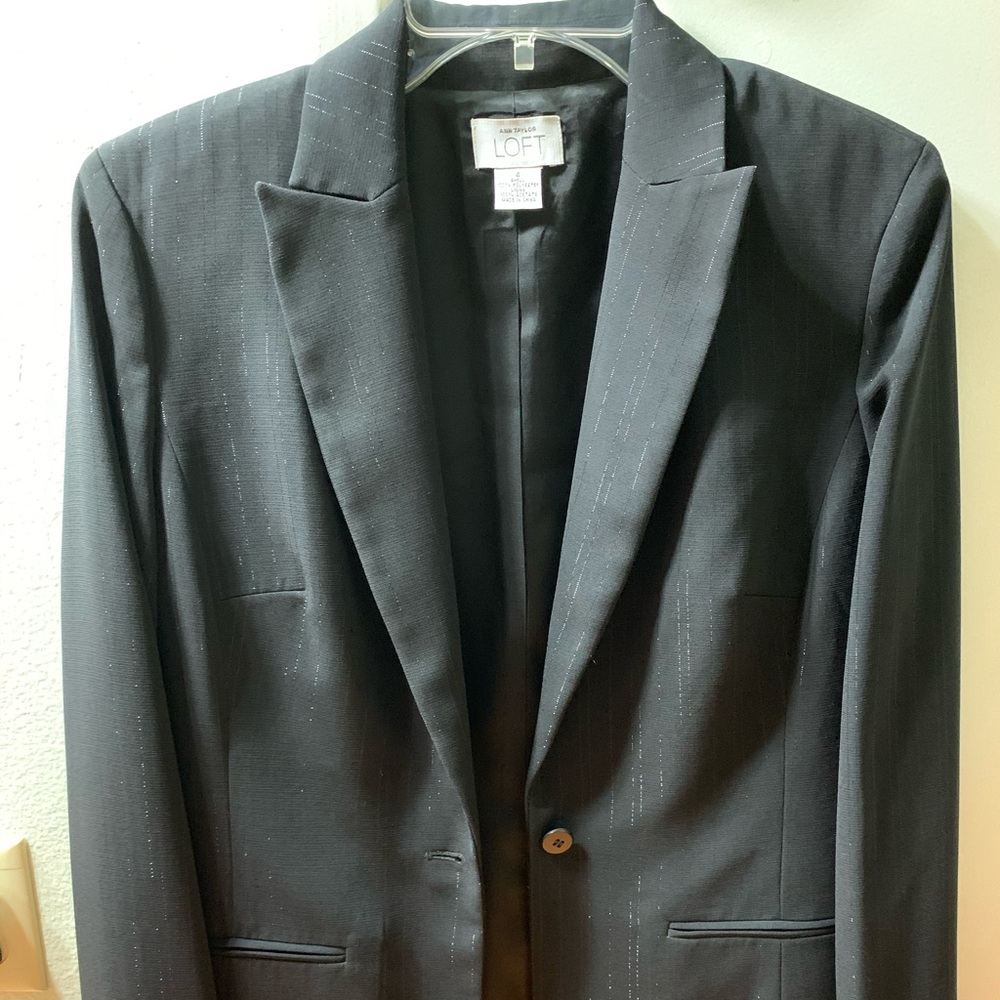 Ann Taylor Sparkling Stripes Black Blazer Size 4